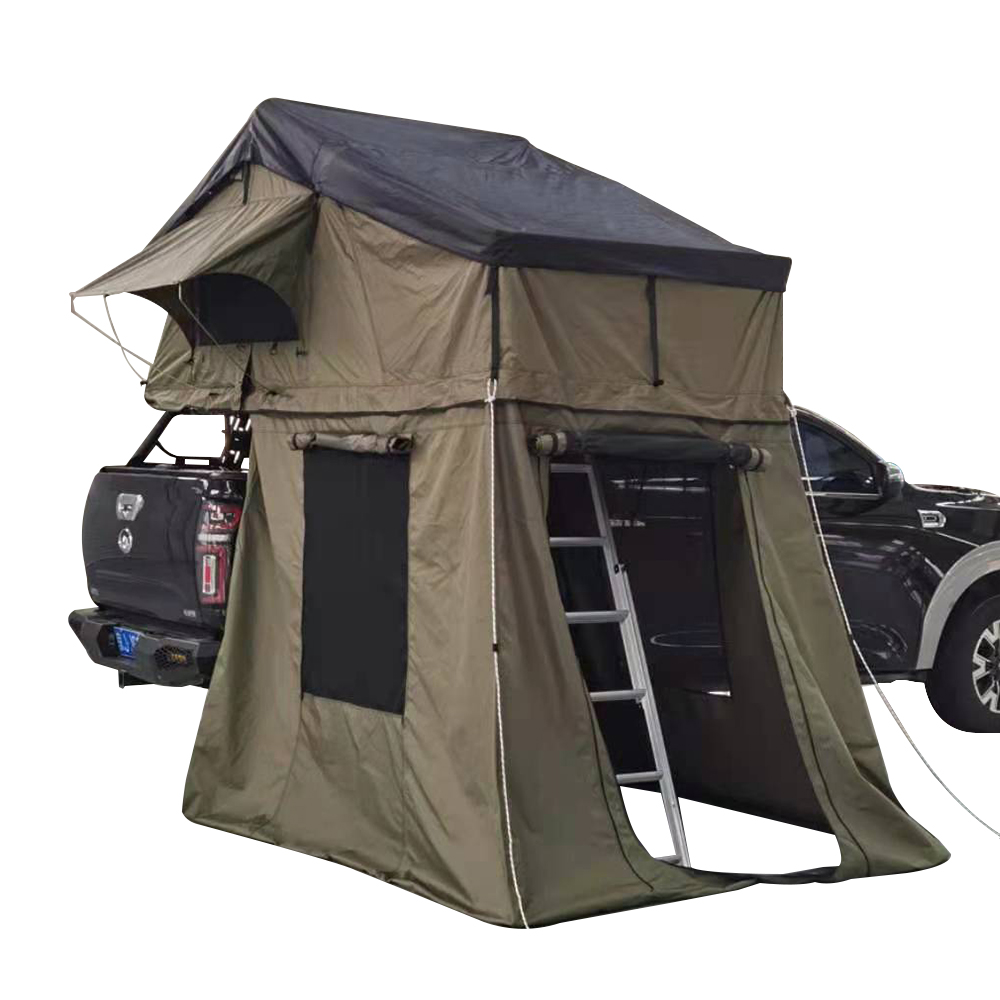 Outdoor Camping Tent - เต็นท์หลังคารถพับได้ กันน้ำ กันแดด สำหรับครอบครัว แคมป์ปิ้งกลางแจ้ง พร้อมห้องเสริมหลังคาผ้าใบ