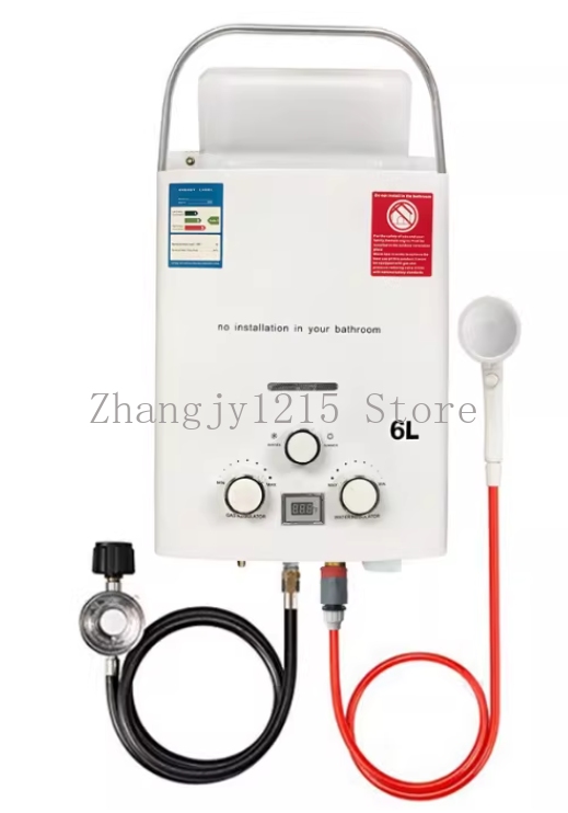 Outdoor Camping Gas Heater - เครื่องทำน้ำอุ่นแก๊ส LPG แบบไม่ใช้ถัง 6 ลิตร สำหรับตั้งแคมป์กลางแจ้ง