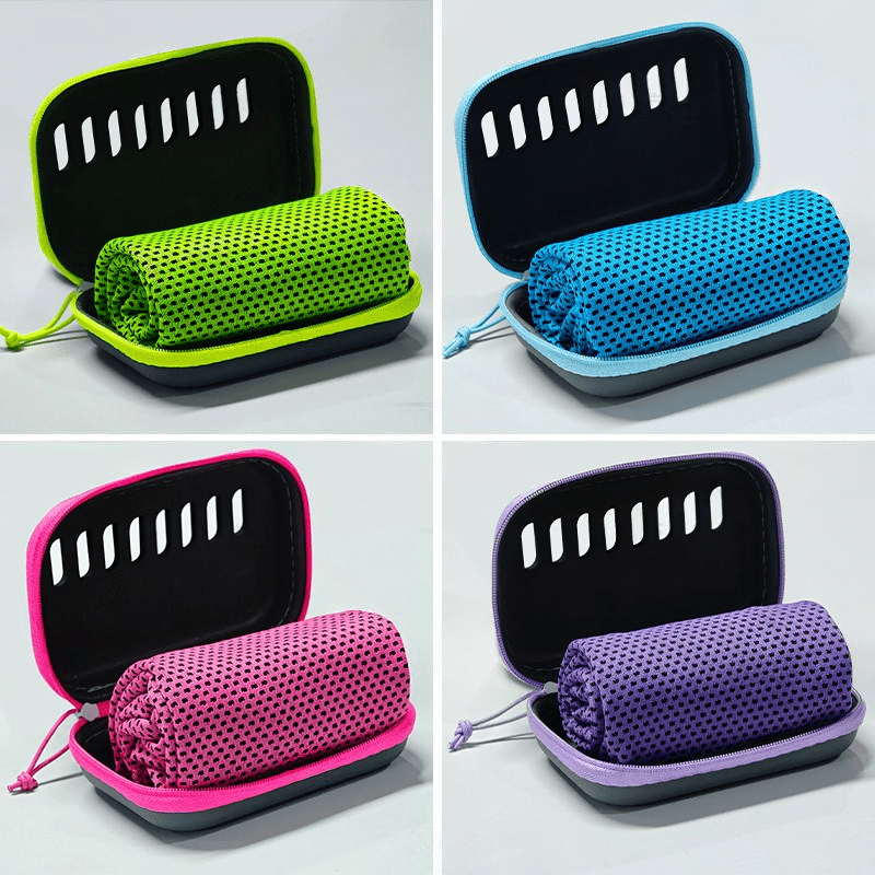 Outdoor Camping Box - ผ้าขนหนูสำหรับกีฬาแบบแห้งเร็ว 1 ผืน พร้อมกล่องเก็บ EVC สีสุ่ม