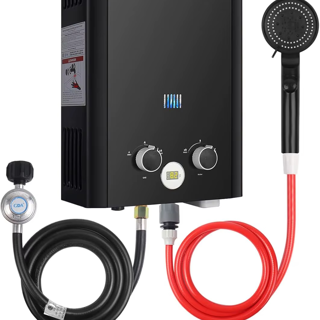 Outdoor Camping Water Heater - เครื่องทำน้ำร้อนแบบไม่ใช้ถัง ใช้แก๊สโพรเพน 1.58 แกลลอนต่อนาที 5 ลิตร