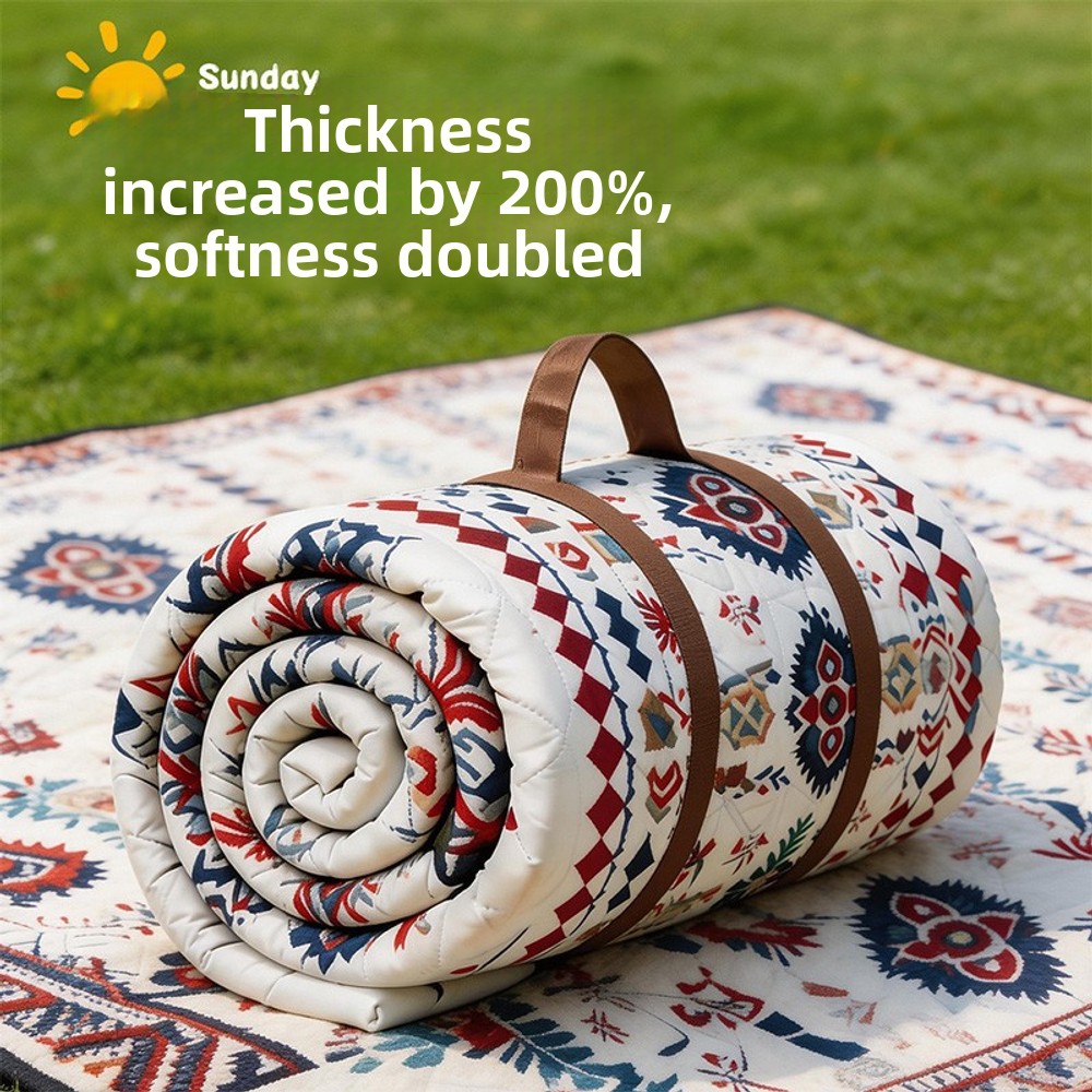 Outdoor Camping Mat Waterproof - เสื่อปิกนิกสไตล์ชนเผ่าหนาพิเศษ กันน้ำ สำหรับตั้งแคมป์กลางแจ้ง ปูสนามหญ้า เหมาะสำหรับเดินป่าและตั้งแคมป์