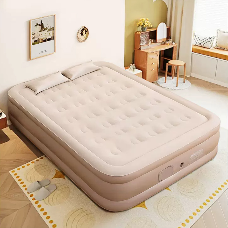 Outdoor Camping Mattress - ที่นอนลมขนาดควีนไซส์พร้อมปั๊มในตัวที่นอนเป่าลมแบบอัพเกรด Luxury Flocked Top Airbed, ที่นอนเป่าลมสําหรับตั้งแคมป์เกสต์