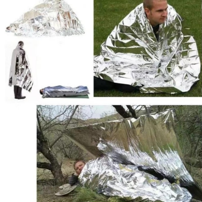 Outdoor Camping Heated Blanket - ผ้าห่มกันความร้อนไมลาร์สำหรับเอาตัวรอด 4 ชิ้น, ผ้าห่มฟอยล์ที่ได้แรงบันดาลใจจาก NASA, อุปกรณ์เก็บความร้อนเพื่อความอบอุ่นสำหรับการตั้งแคมป์