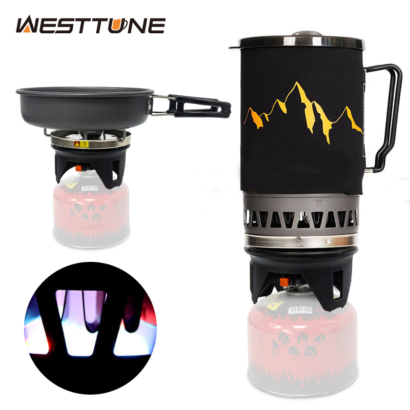 Outdoor Camping Gas Heater - WESTTUNE ระบบทําอาหารกลางแจ้ง Camping โพรเพนทําอาหารเกียร์แลกเปลี่ยนความร้อนแบบพกพา Burner แก๊สสําหรับปิกนิกฉุกเฉินใช้