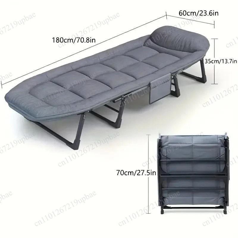 Outdoor Camping Mattress - เตียงนอนพับได้แบบพกพา เก้าอี้แคมป์ปิ้งแบบแข็งแรง ปรับความสูงได้ พร้อมที่นอน สำหรับเดินทาง ท่องเที่ยว
