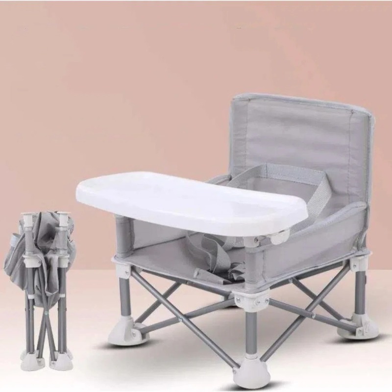 Outdoor Camping High Chair - เก้าอี้เด็กพับได้แบบพกพาขนาดกะทัดรัดพร้อมเข็มขัดนิรภัย เก้าอี้อลูมิเนียมอัลลอยด์คุณภาพดีสำหรับการเดินทาง ตั้งแคมป์ ปิกนิก คุณภาพสูง