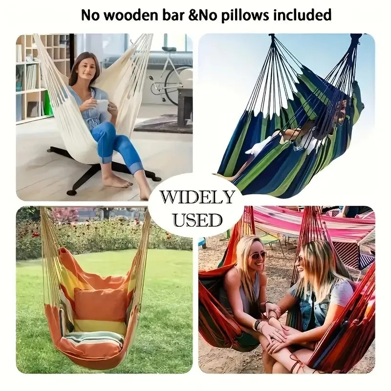 Camping Outdoor Or Indoor - เก้าอี้แขวนแบบเปลญวนสำหรับตั้งแคมป์กลางแจ้งแบบพกพา ใช้ได้ทั้งในร่มและกลางแจ้ง - ผ้าแคนวาส - พร้อมเบาะรองนั่ง