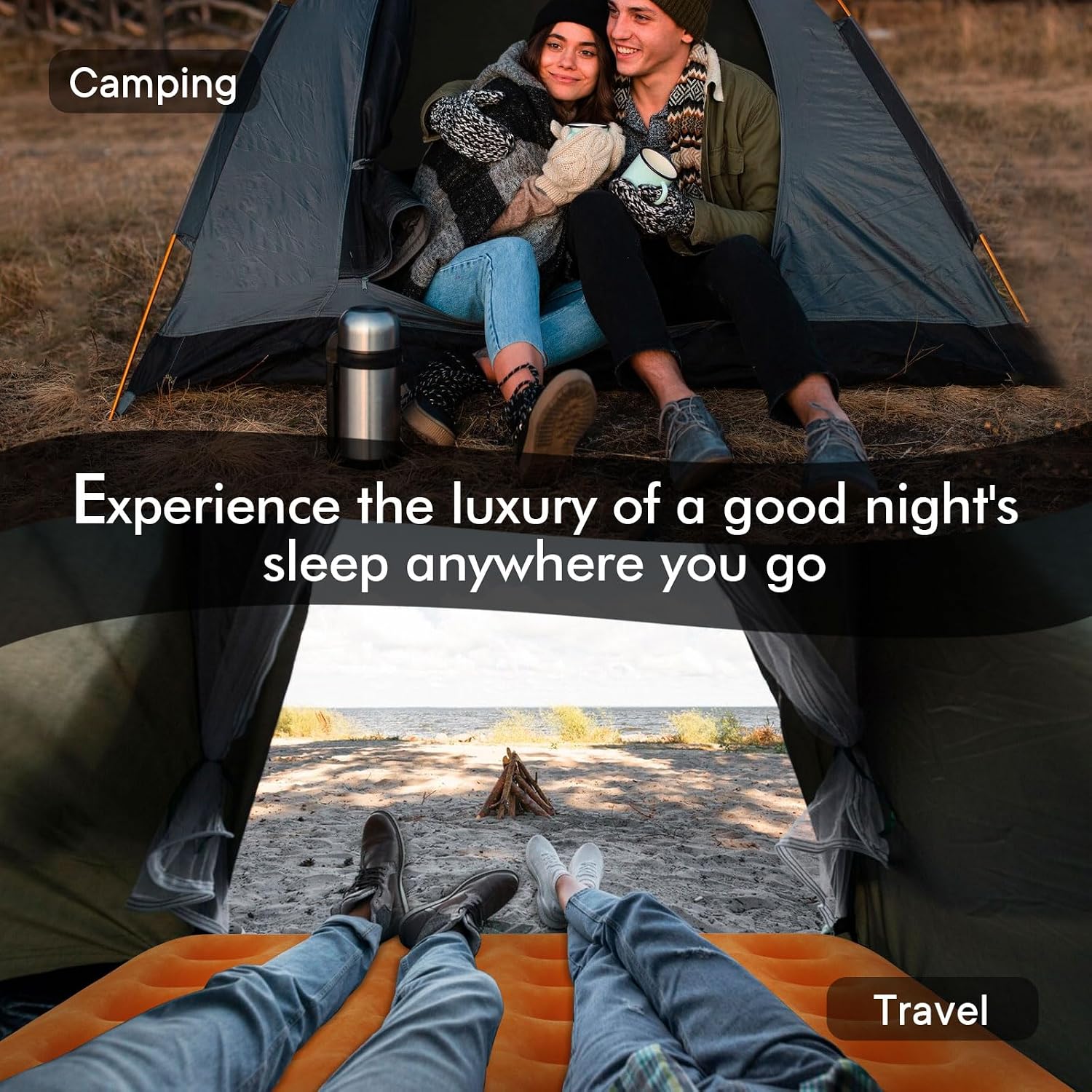 ที่นอนลมคู่พร้อมปั๊มลมในตัว, ท - Outdoor Inflatable Camping Tent With Air Pump บทวิจารณ์และราคา