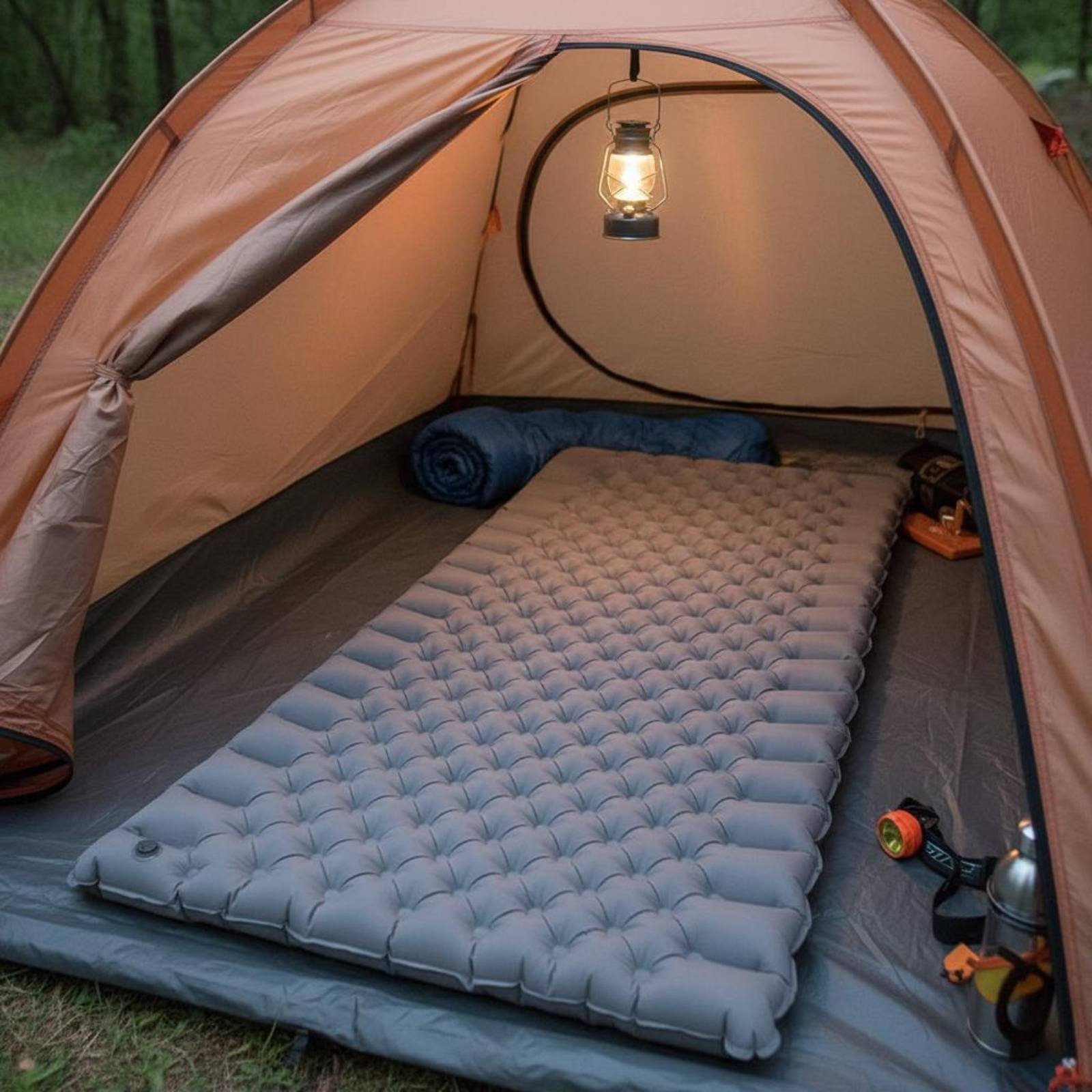 เสื่อตั้งแคมป์แบบเป่าลมไนลอน T - Outdoor Camping Mattress บทวิจารณ์และราคา
