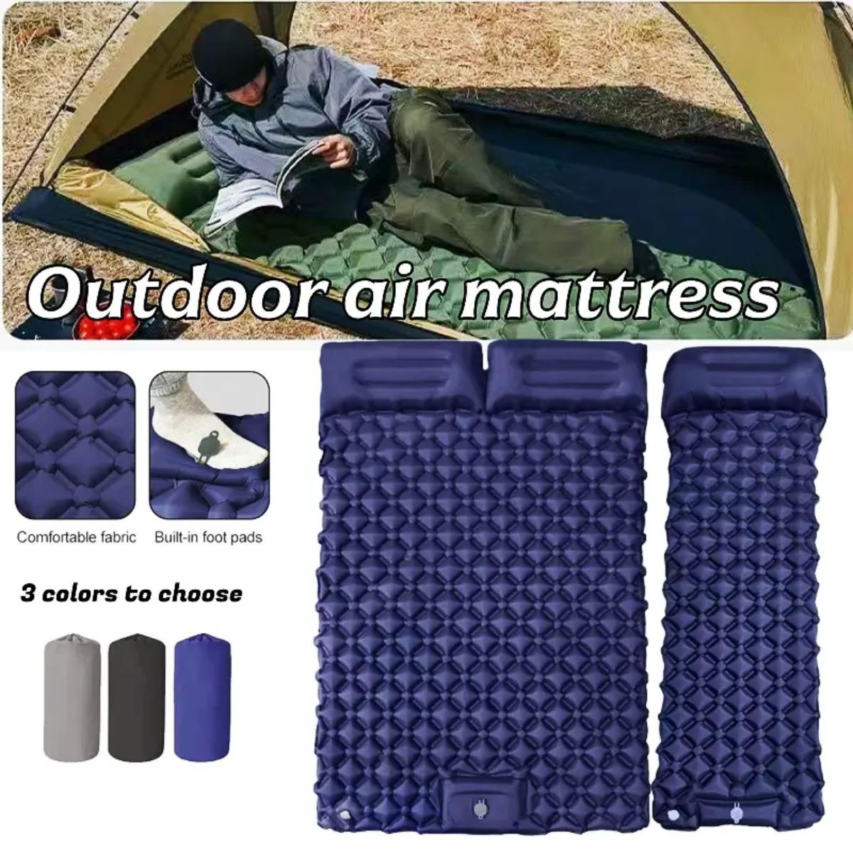 ที่นอนลมแบบเป่าลมเดี่ยวและคู่, - Outdoor Camping Mat Waterproof บทวิจารณ์และราคา