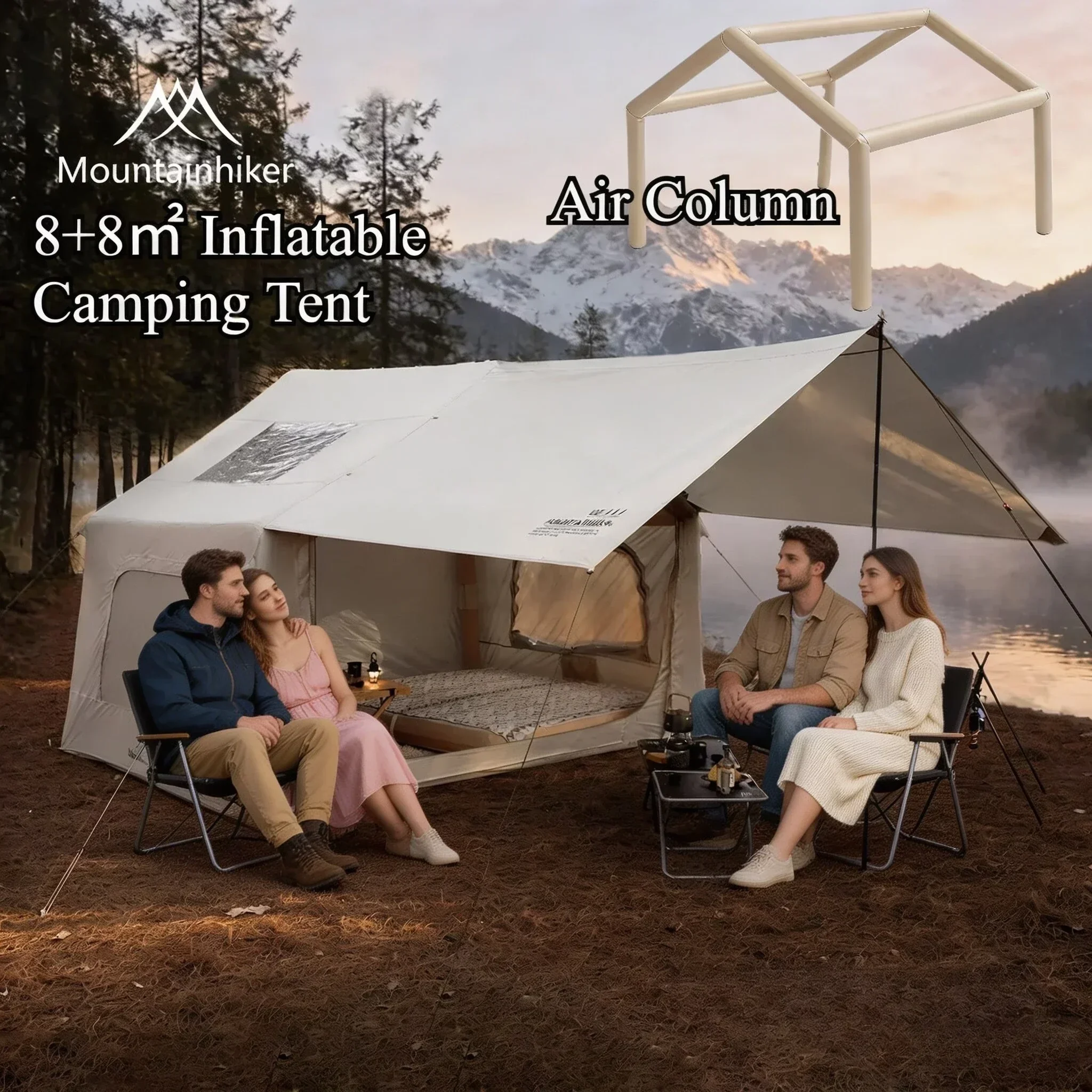 8+8 ㎡   เต็นท์ตั้งแคมป์แบบเป่า - Outdoor Inflatable Camping Tent With Air Pump บทวิจารณ์และราคา