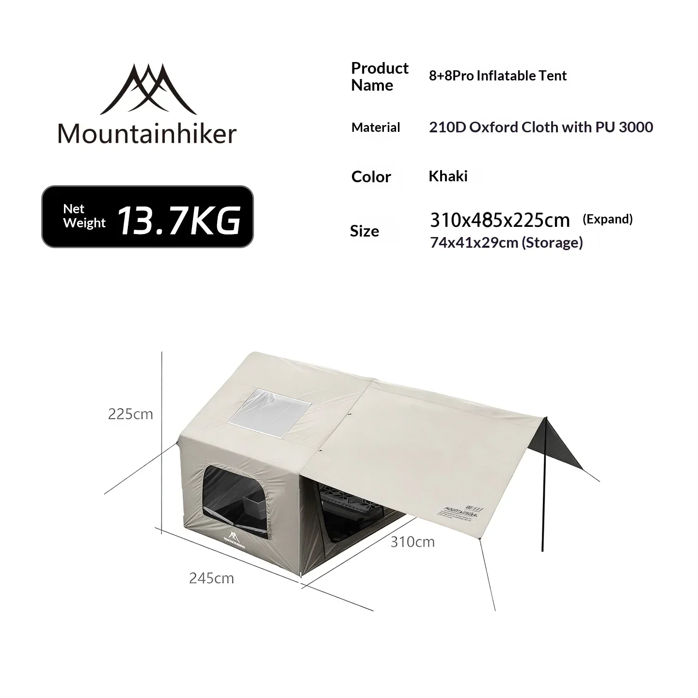8+8 ㎡   เต็นท์ตั้งแคมป์แบบเป่า - Outdoor Inflatable Camping Tent With Air Pump บทวิจารณ์และราคา