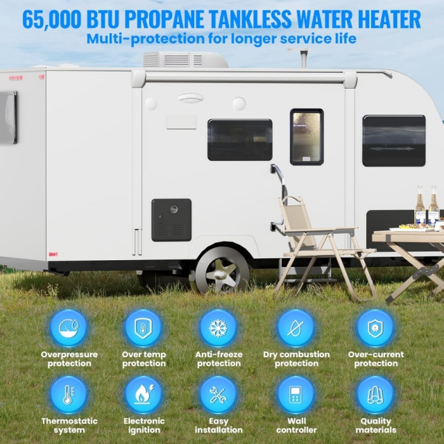 เครื่องทำน้ำอุ่นแก๊สแบบพกพาสำห - Outdoor Camping Gas Heater บทวิจารณ์และราคา