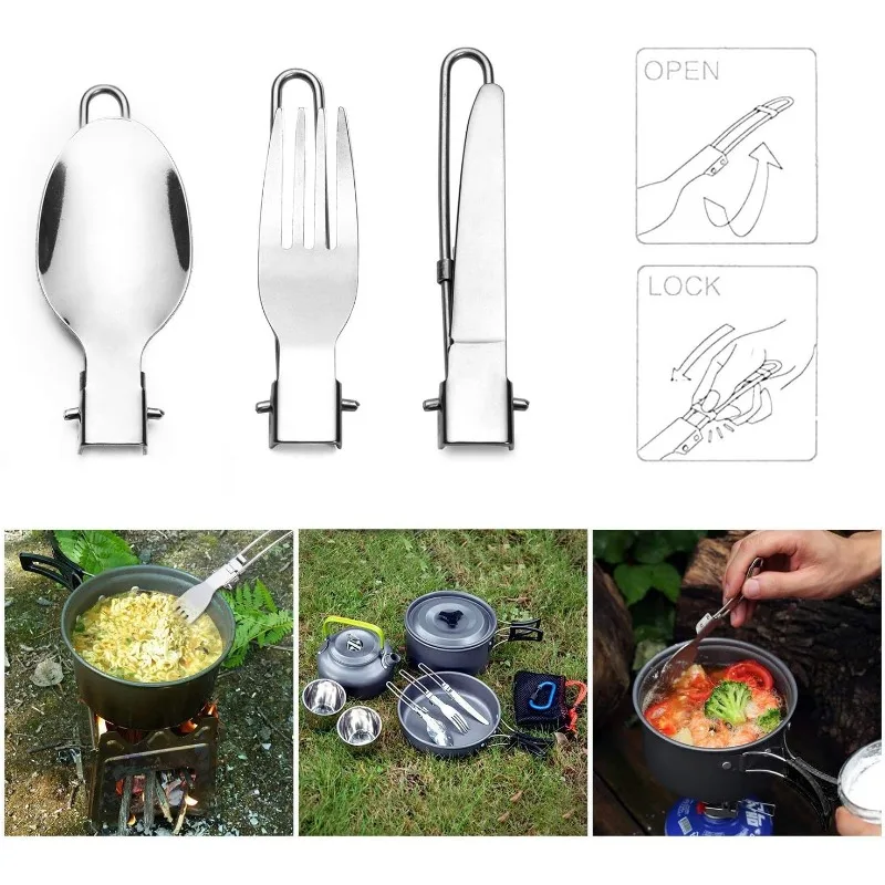 1-10PCS ชุดส้อมและช้อนพับได้สำ - Outdoor Camping Glamping Share บทวิจารณ์และราคา
