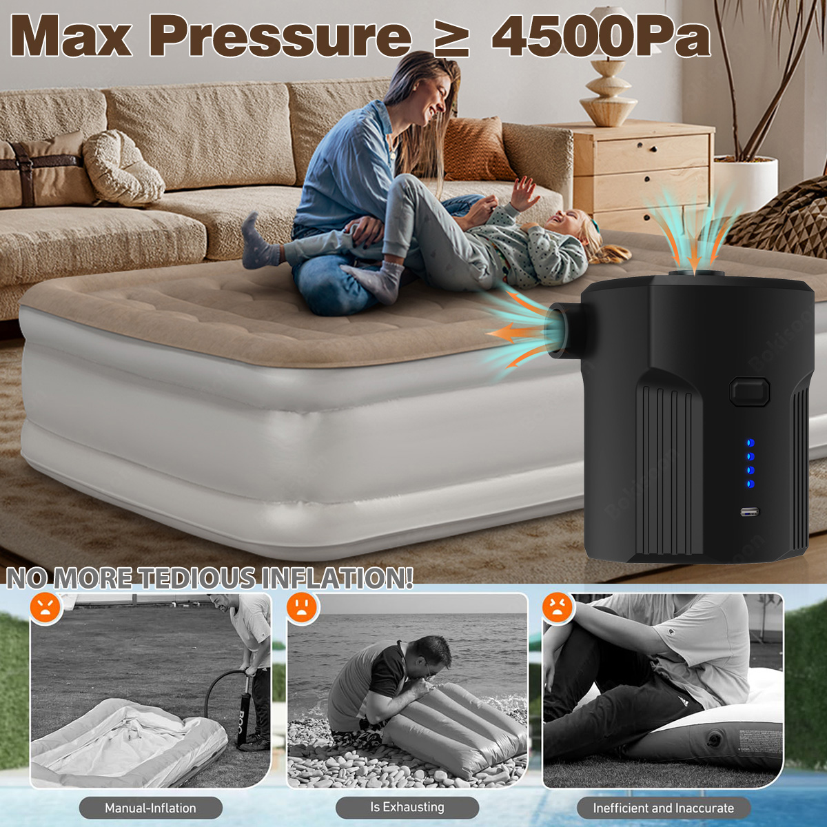 ปั๊มลมไฟฟ้าแบบพกพาสําหรับ Infl - Outdoor Camping Mattress บทวิจารณ์และราคา