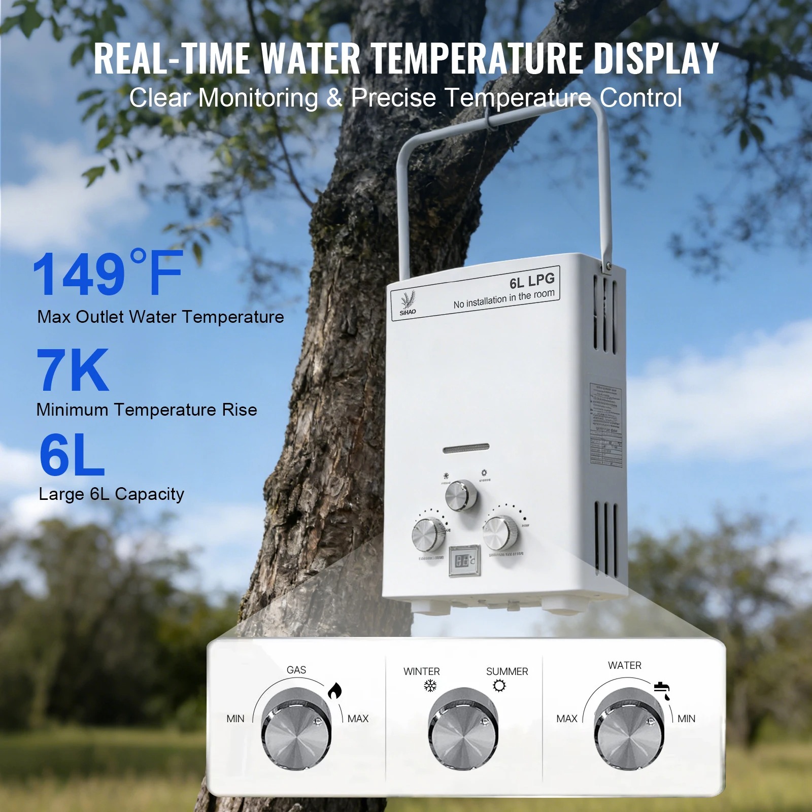 เครื่องทำน้ำอุ่นแก๊สแอลพีจี |  - Outdoor Camping Water Heater บทวิจารณ์และราคา