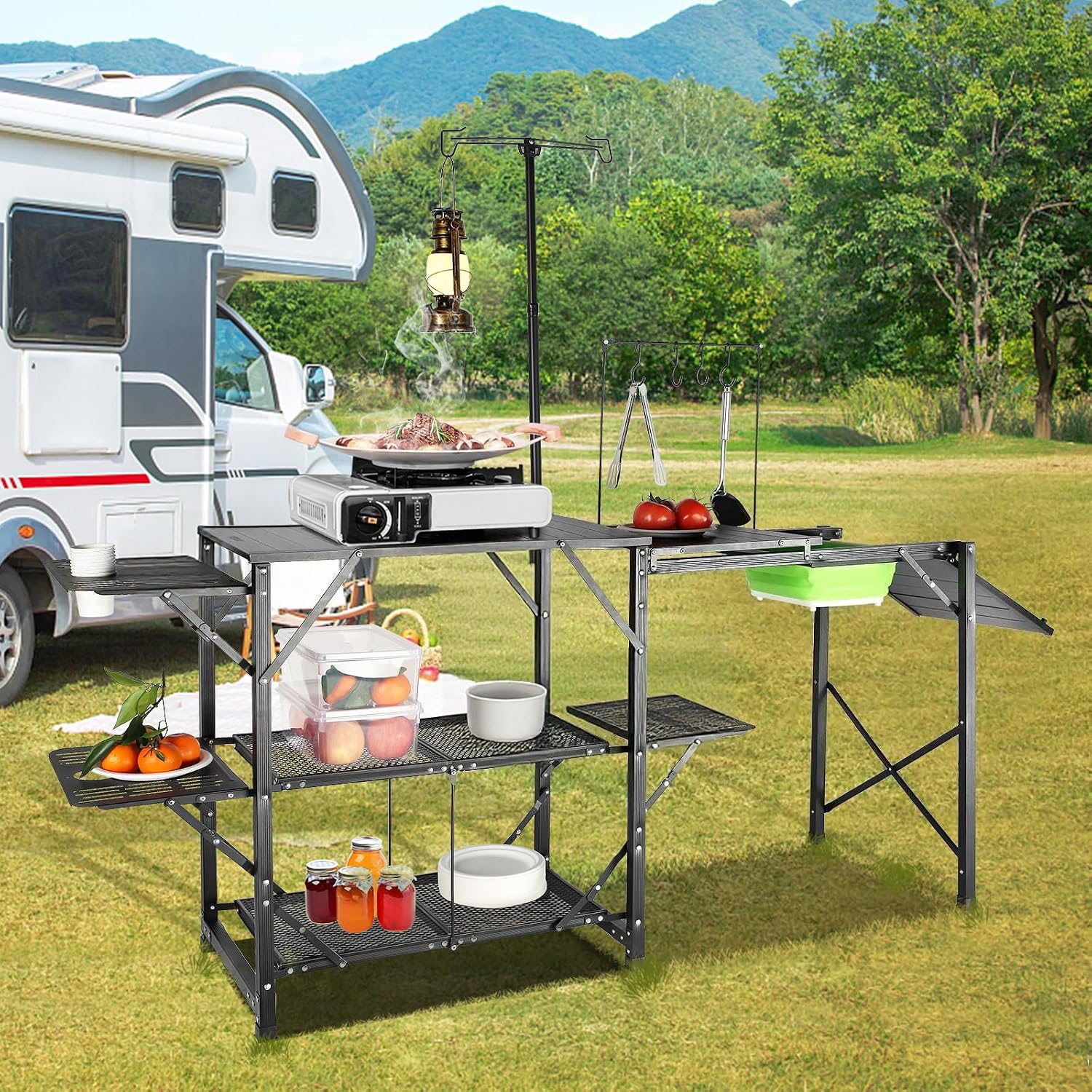 โต๊ะครัวสำหรับตั้งแคมป์พร้อมอ่ - Outdoor Camping Kitchen With Sink บทวิจารณ์และราคา